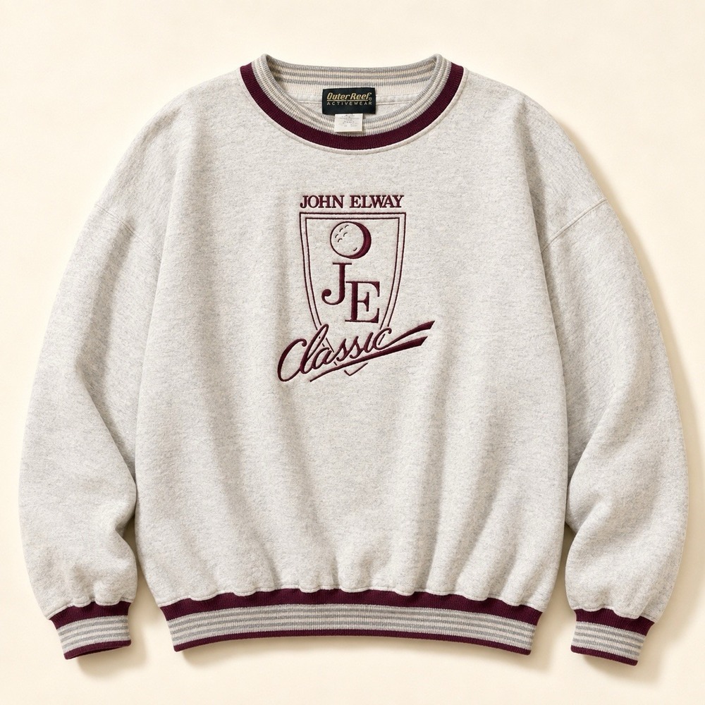 Vintage John Elway Classic Golf Sweatshirt XL Outer Reef Made USA 50/50